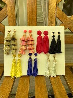 Tassel Earring Set - Multicolor Beaded & Thread Styles